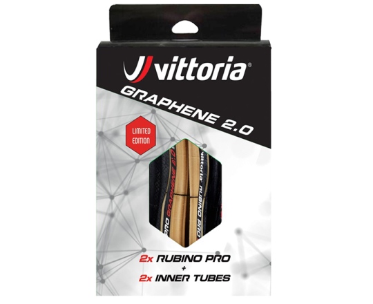 Däckpaket Vittoria Rubino Pro G2 2-st däck + 2-st slangar 28-622 (700x28) svart/skinwall