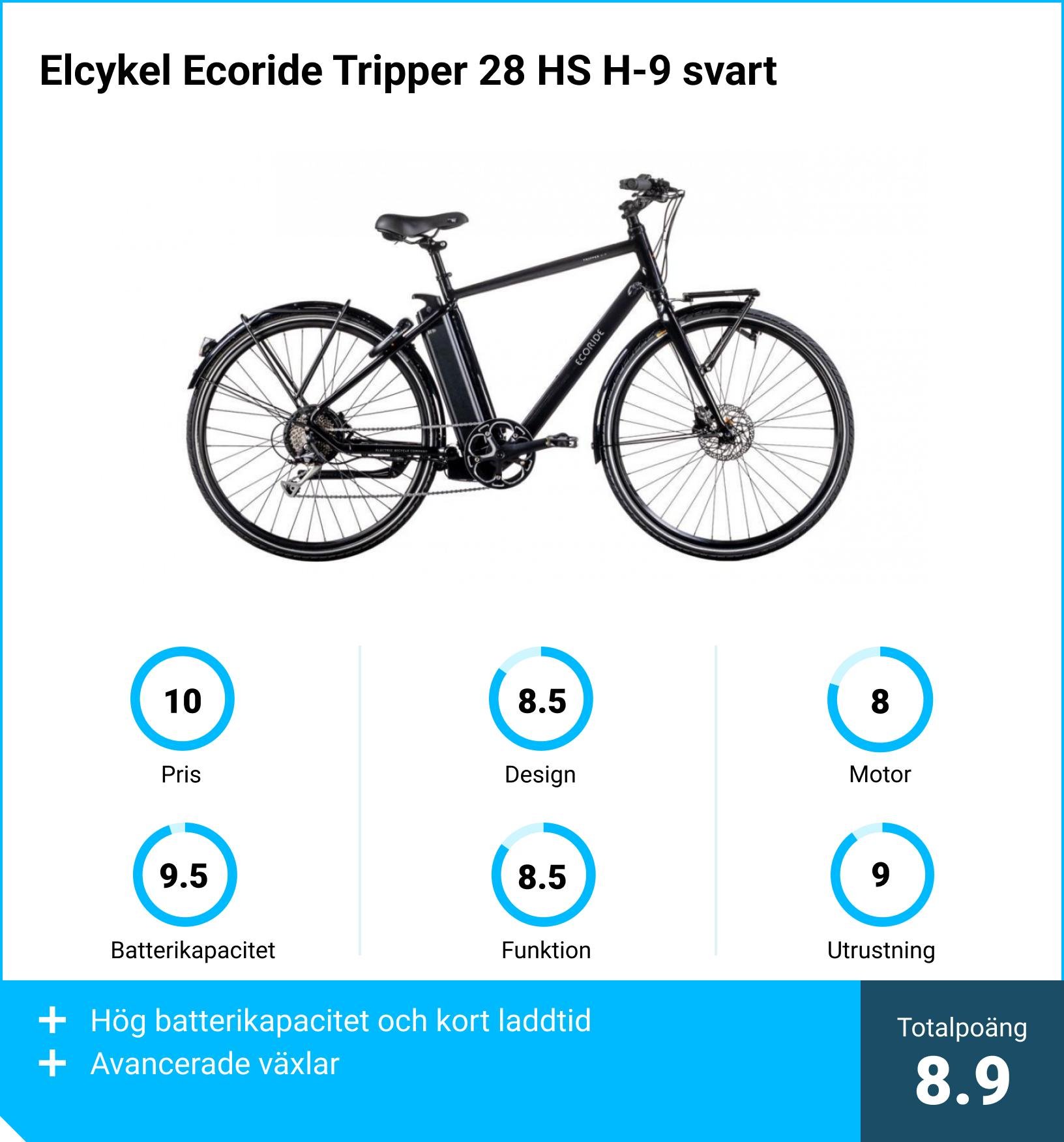 Elcykel herr bäst i test - Elcykel Ecoride Tripper 28 HS H-9 svart